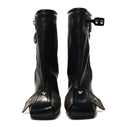 Louis Vuitton Calfskin Monogram Patti Wedge Half Boots 40 Black 3 of 12