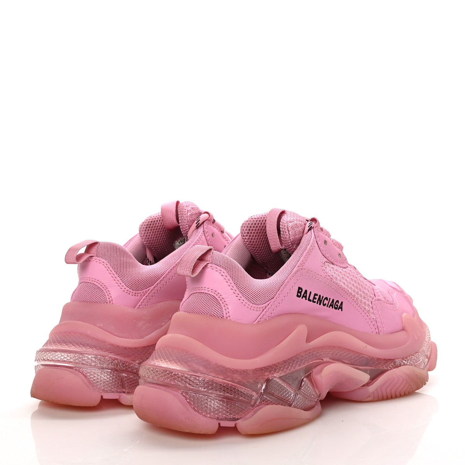 Balenciaga Fabric Mesh Clear Sole Womens Triple S Sneakers 37 Pink 4 of 7