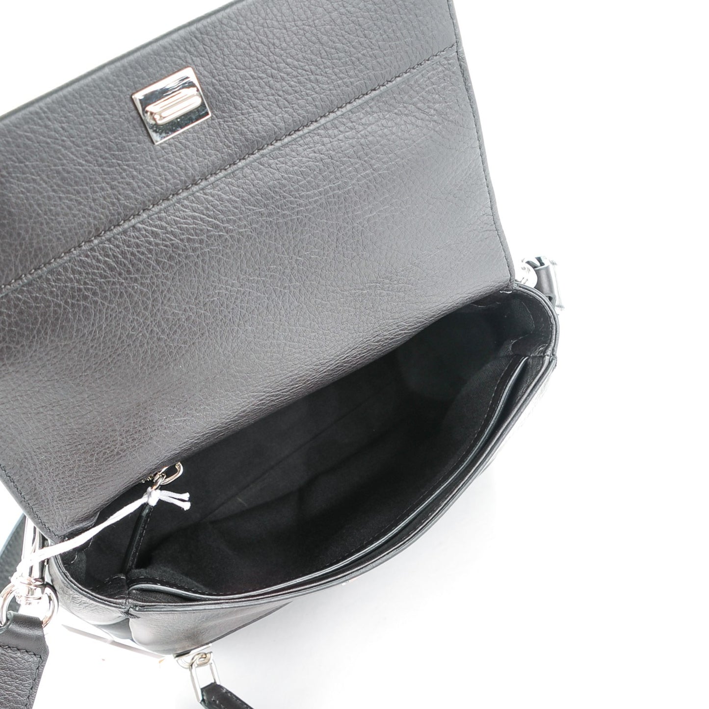 Waxy Grained Calfskin Mini Pandora Pure Flap Bag Black