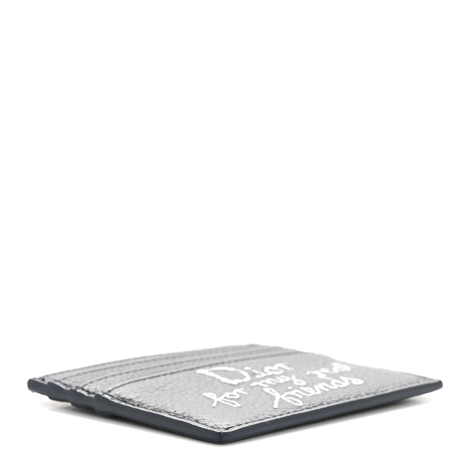 ディオール DIOR DIOR AND HYLTON NEL CARD CASE Christian Dior X HYLTON NEL Grained Calfskin Logo Card Holder Navy