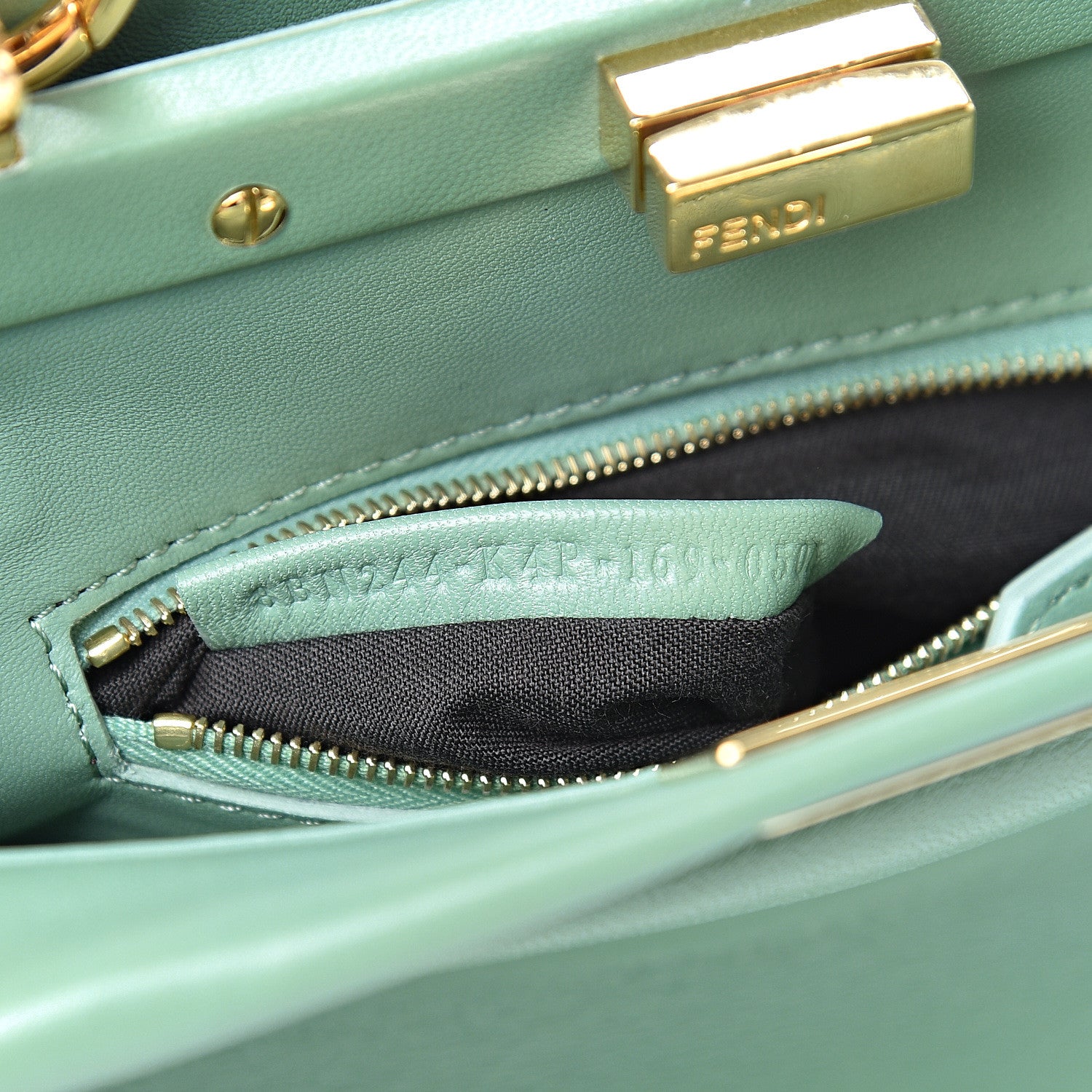 Fendi Nappa Mini Peekaboo Iconic Satchel Menta 8 of 11