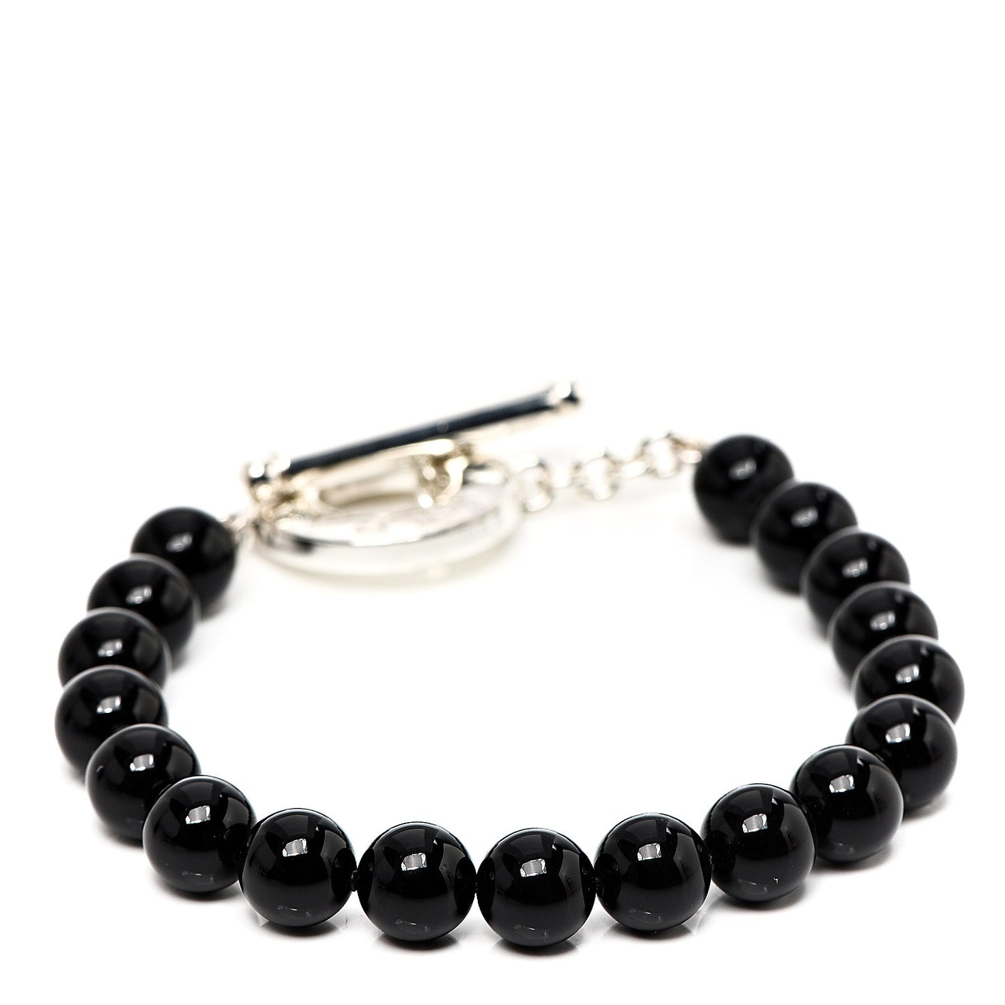 Sterling Silver Black Onyx Bead Toggle Bracelet