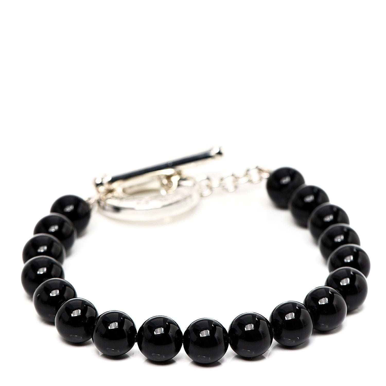 Tiffany Sterling Silver Black Onyx Bead Toggle Bracelet 1 of 3