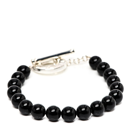 Tiffany Sterling Silver Black Onyx Bead Toggle Bracelet 1 of 3