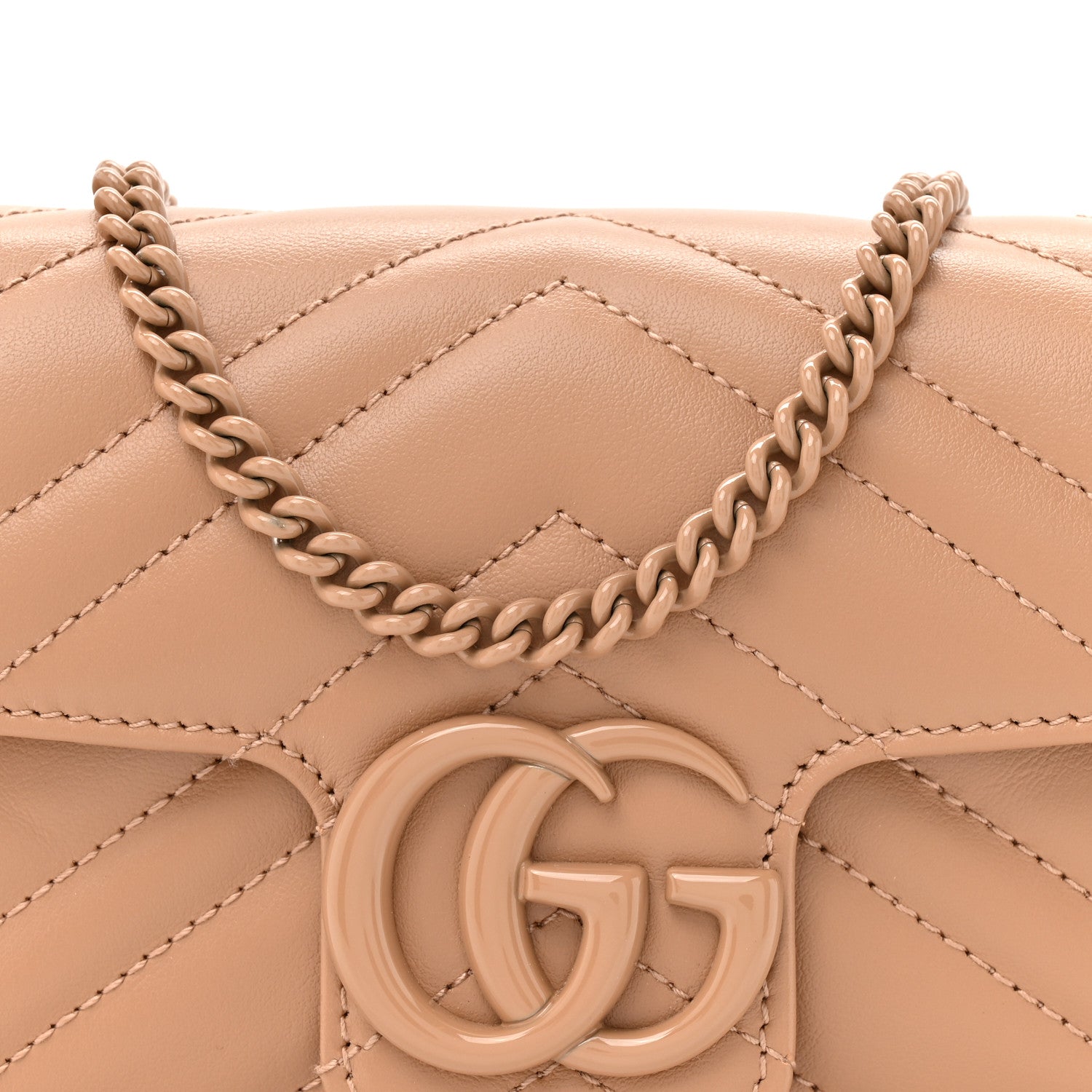 Gucci Calfskin Matelasse Monochrome Super Mini GG Marmont Shoulder Bag Camelia 8 of 10