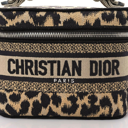 Christian Dior Canvas Mizza Embroidered Small Leopard Travel Vanity Case Beige 7 of 10