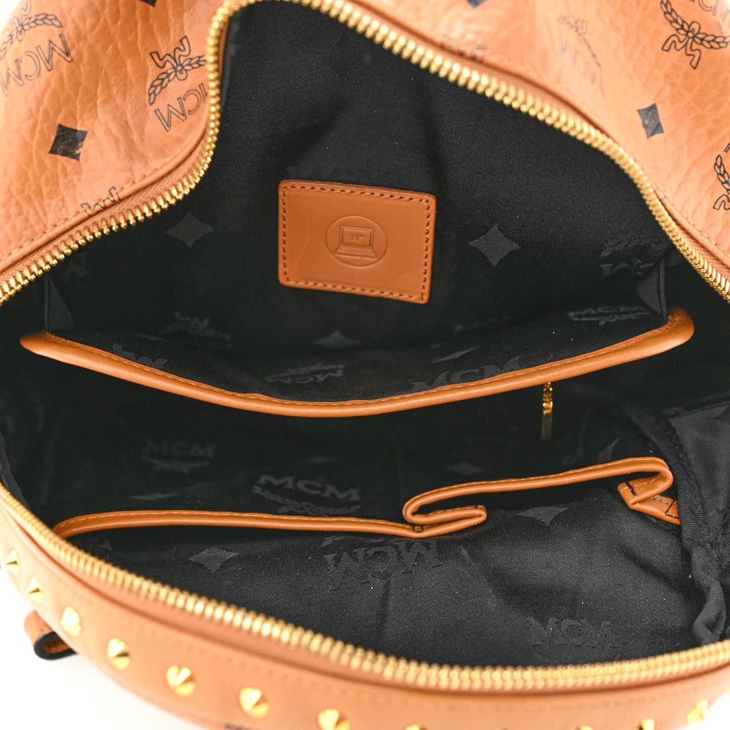 Visetos Studded Small Stark M Logo Collection Backpack Cognac