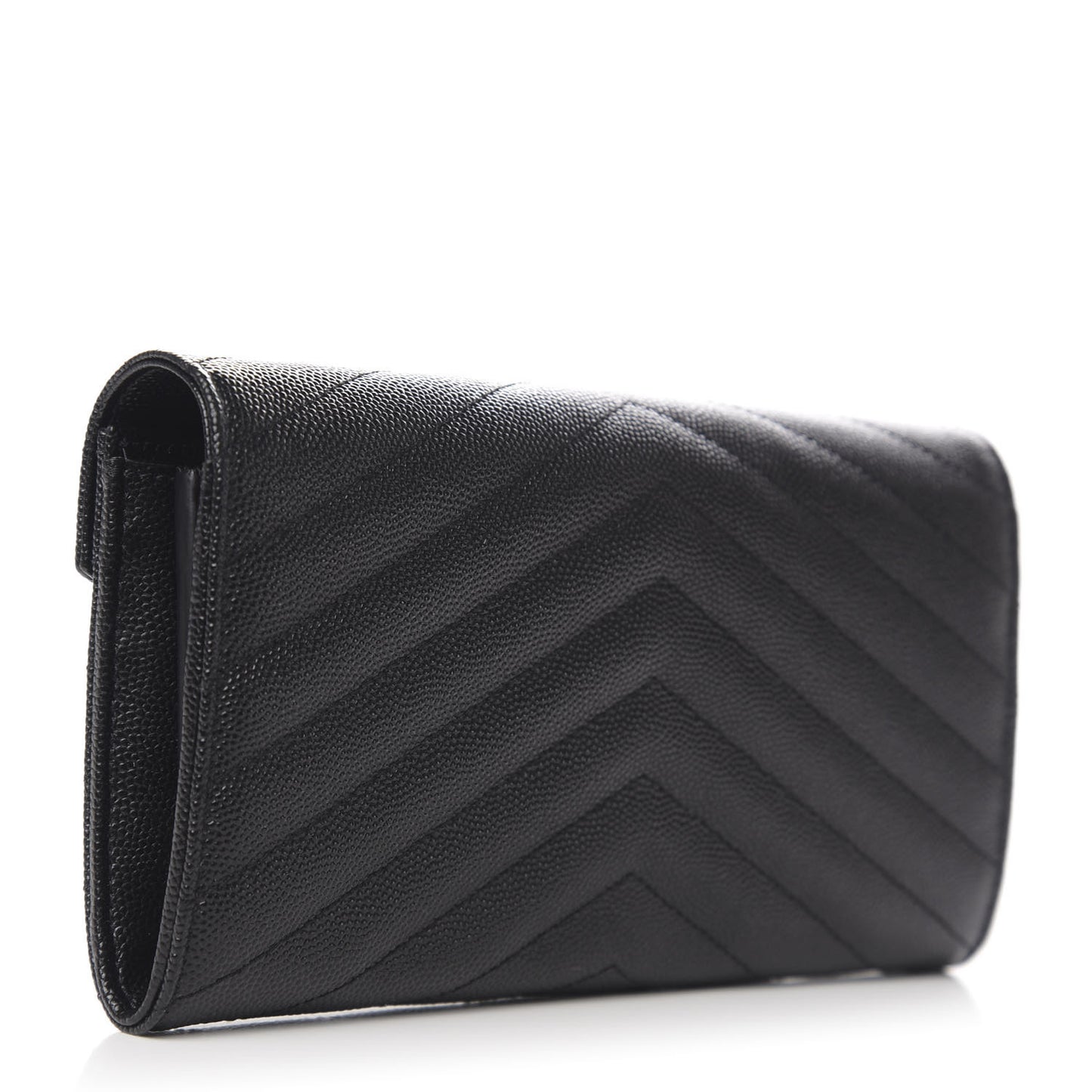 Grain De Poudre Matelasse Chevron Monogram Flap Wallet Black