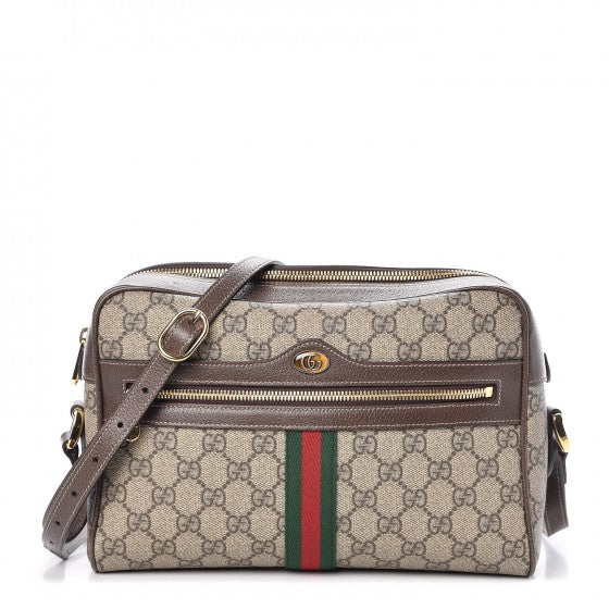 GG Supreme Monogram Web Small Ophidia Shoulder Bag Brown