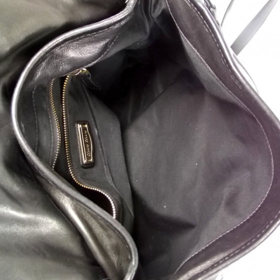 Leather Matelasse Coffer Hobo Black