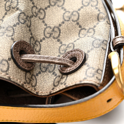 Gucci GG Supreme Monogram Neo Vintage Drawstring Bucket Backpack Beige New Acero Crop 13 of 15