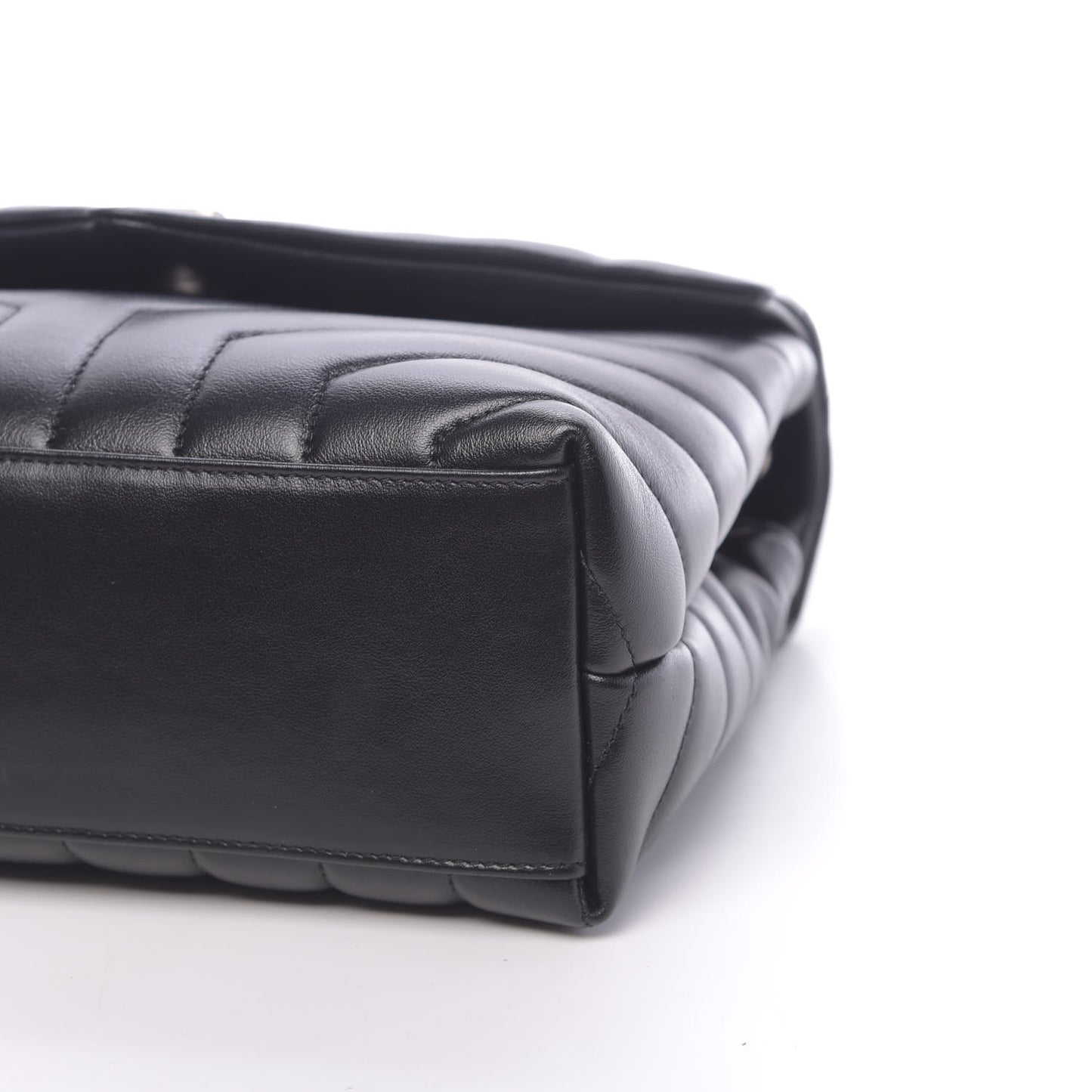 Calfskin Y Quilted Monogram Small Loulou Chain Satchel Black