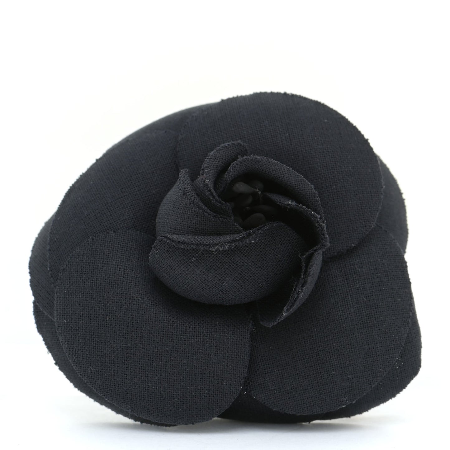 Linen Camellia Brooch Pin Black