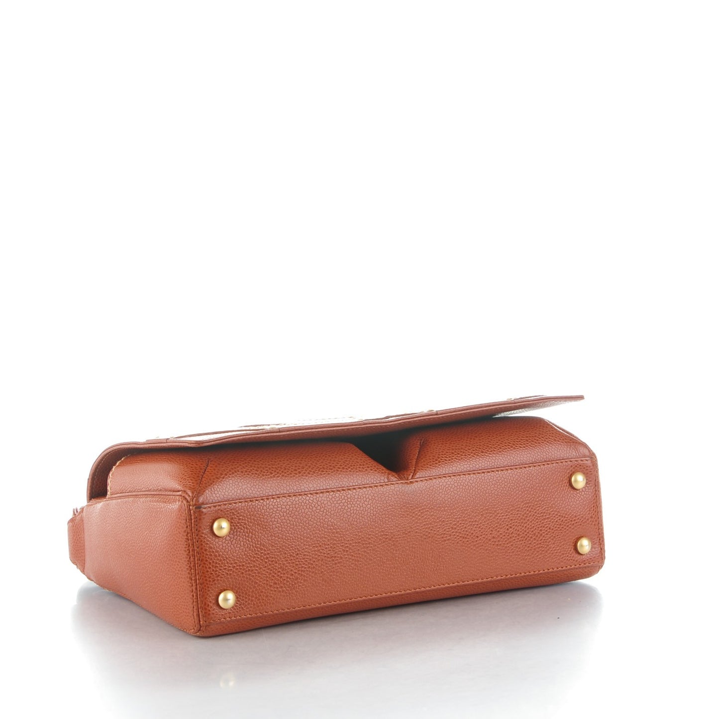 Caviar CC Stitched Small Flap Shoulder Bag Brown