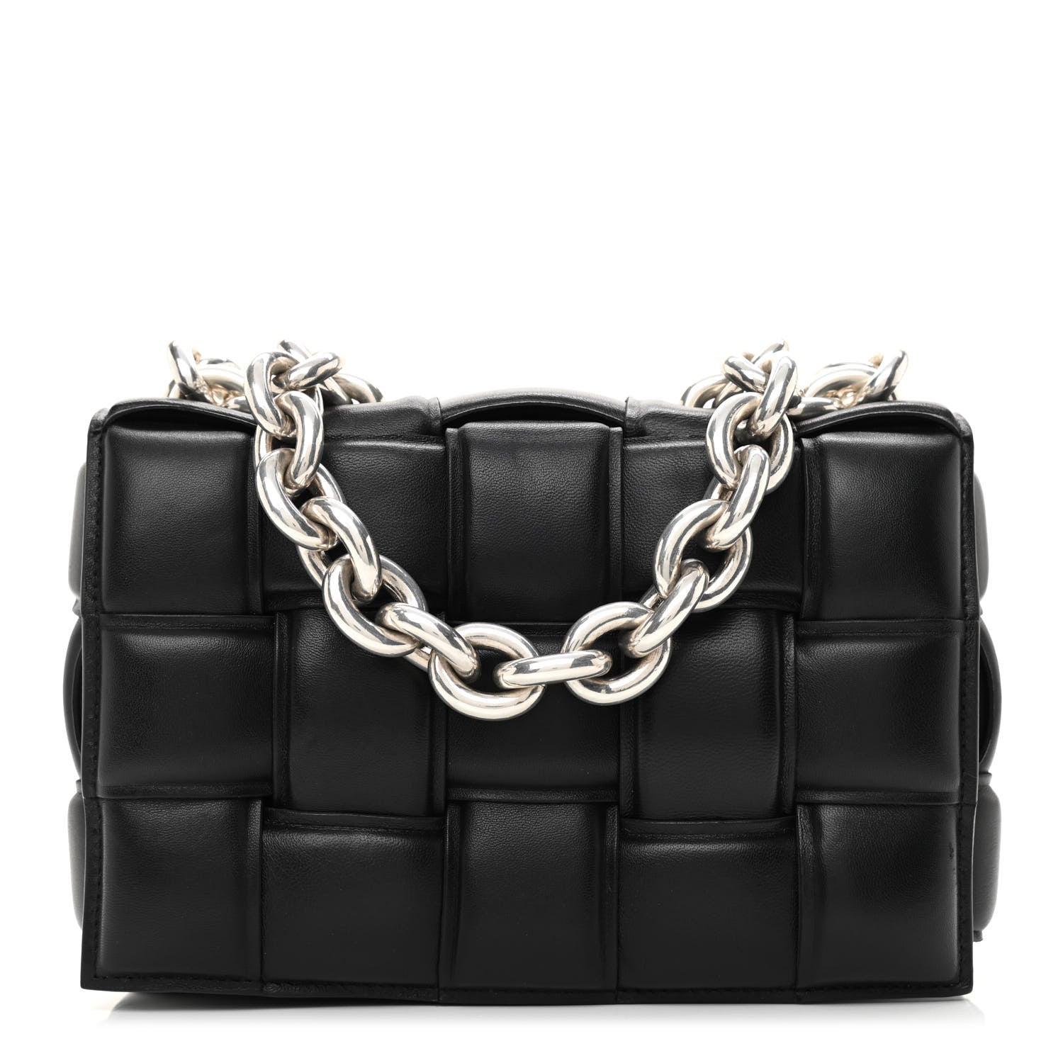 Bottega Veneta Lambskin Maxi Intreccio Padded Chain Cassette Crossbody Bag Black 1 of 9