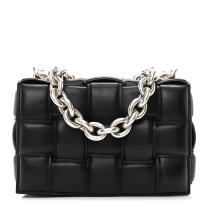 Bottega Veneta Lambskin Maxi Intreccio Padded Chain Cassette Crossbody Bag Black 1 of 9