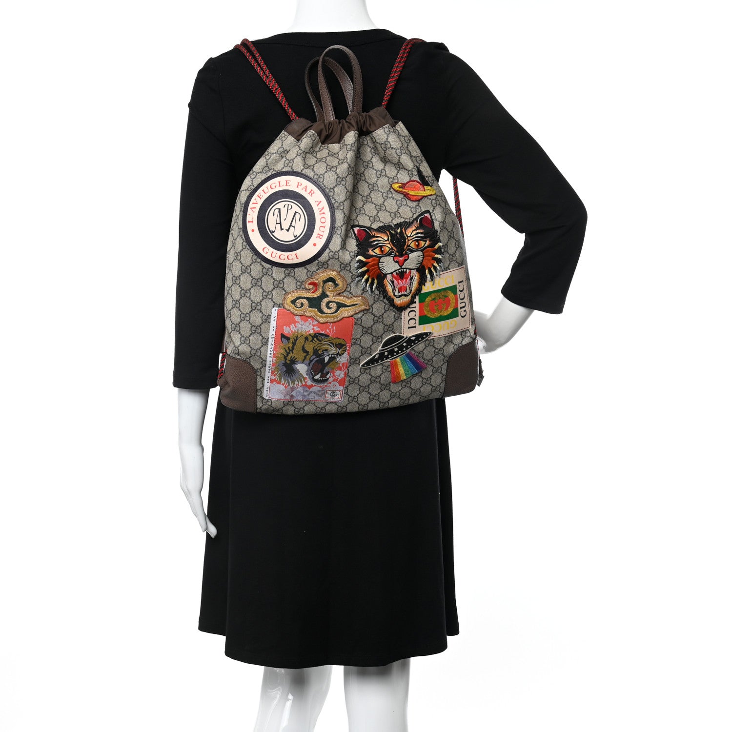 Gucci Soft GG Supreme Monogram Courrier Drawstring Backpack 3 of 10