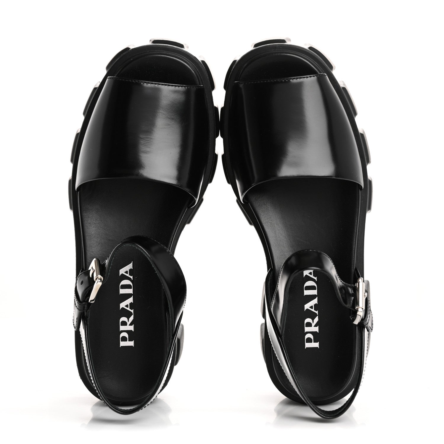 Prada Spazzolato Monolith 55mm Sandals 37 Black 2 of 9