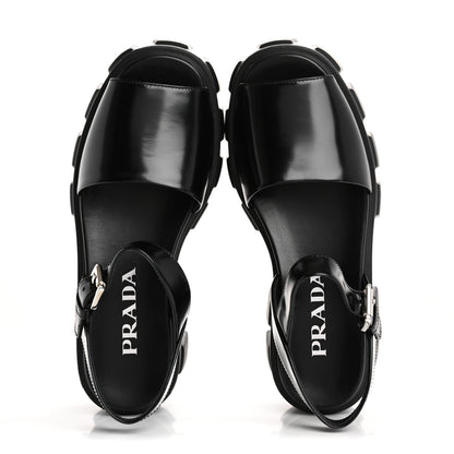 Prada Spazzolato Monolith 55mm Sandals 37 Black 2 of 9