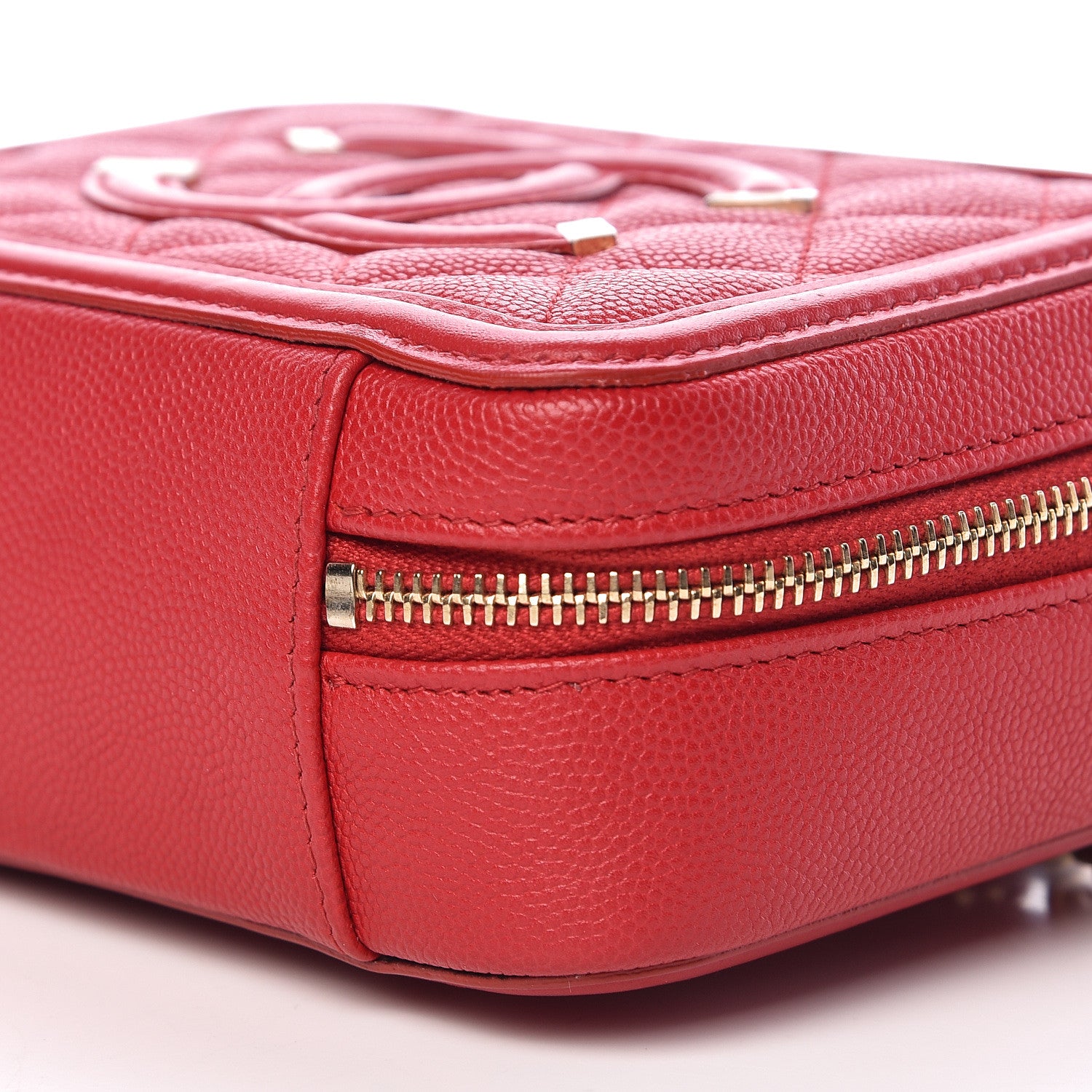 Chanel Caviar Quilted Filigree Vanity Clutch With Chain Red 10 of 11