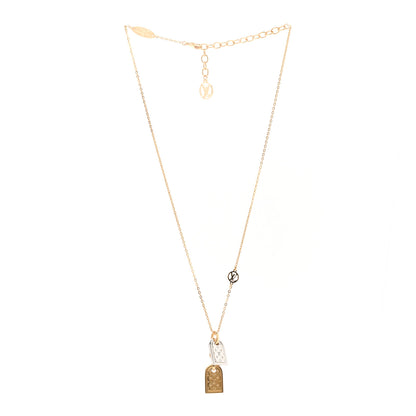 Louis Vuitton Crystal Precious Nanogram Name Tag Necklace Gold Silver 3 of 8