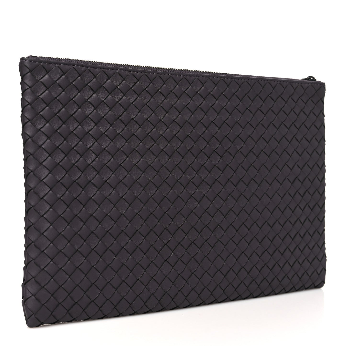 Nappa Intrecciato Large Flat Zip Biletto Pouch Quetsche