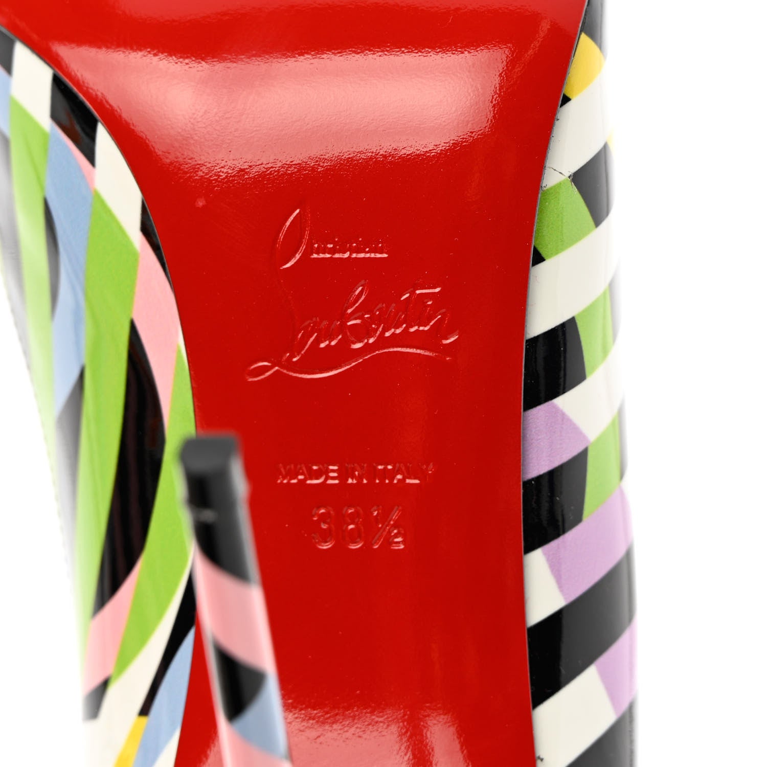 Christian Louboutin Patent Cinestripes Pigalle Follies 100 Pumps 38.5 Multi 12 of 16