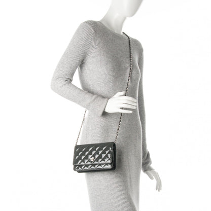 Chanel Patent Quilted Wallet On Chain WOC Dark Grey 2 of 8