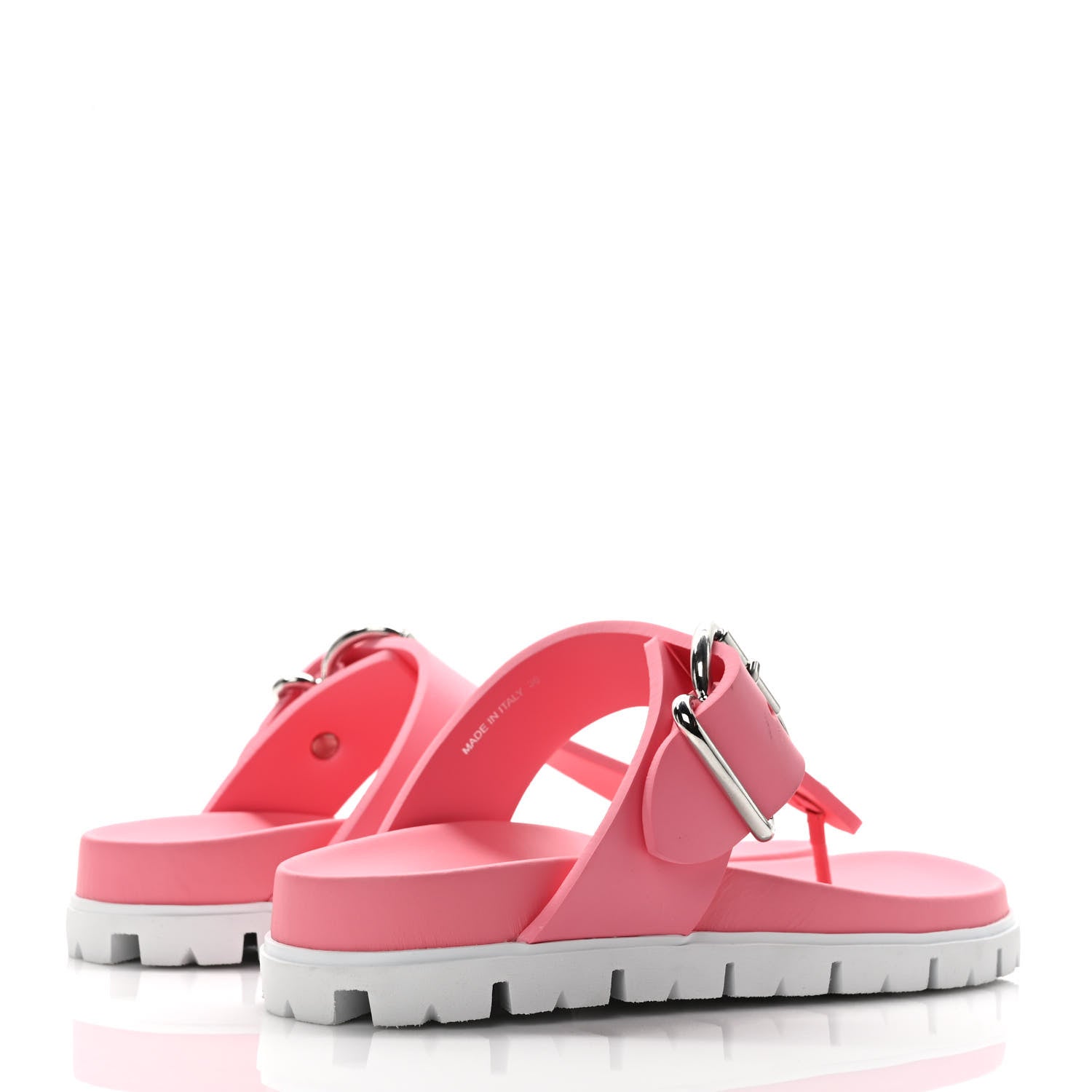 Prada EVA Rubber Buckled Lug Sole 20mm Thong Sandals 36 Begonia 4 of 9