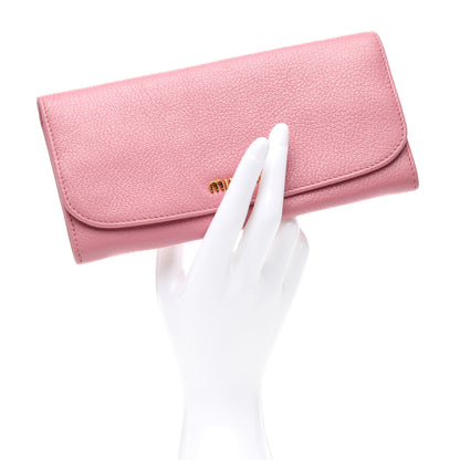 Miu Miu Goatskin Madras Flap Wallet Pink 2 of 6
