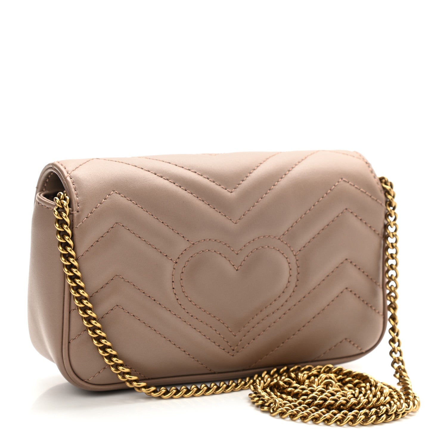 Gucci Calfskin Matelasse Super Mini GG Marmont Shoulder Bag Porcelain Rose 3 of 11