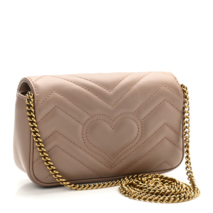 Gucci Calfskin Matelasse Super Mini GG Marmont Shoulder Bag Porcelain Rose 3 of 11