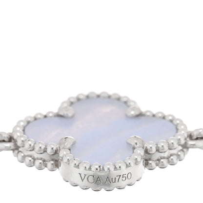 Van Cleef & Arpels 18K White Gold Chalcedony 5 Motifs Vintage Alhambra Bracelet 3 of 3