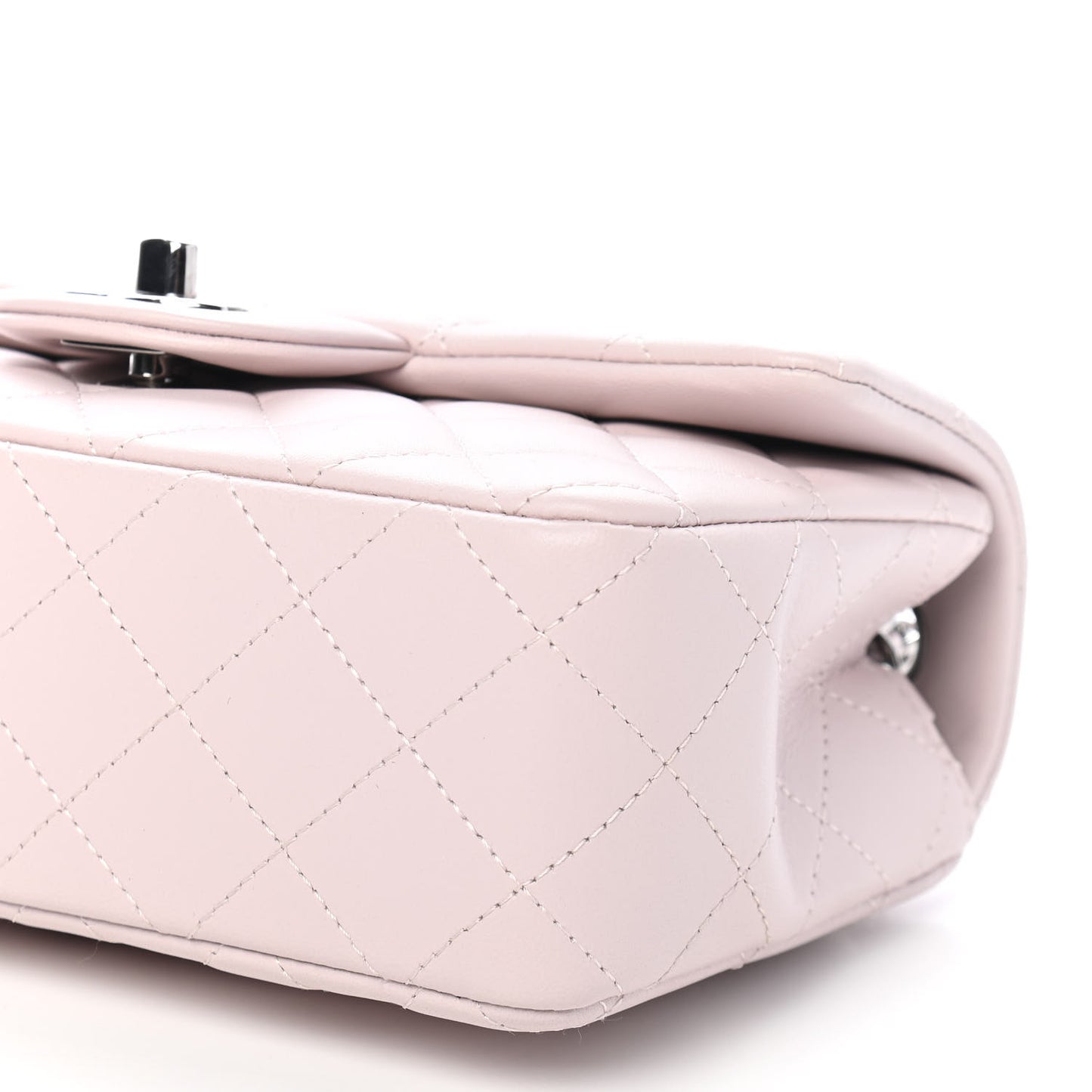 Lambskin Quilted Mini Rectangular Flap Light Purple
