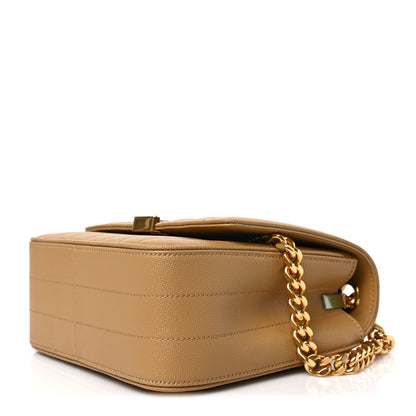 Saint Laurent Grain De Poudre Matelasse Monogram Medium Vicky Chain Bag Dark Beige 8 of 8