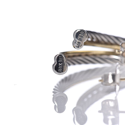 David Yurman Sterling Silver 18K Yellow Gold 44mm Extra Large Crossover Cable Hoop Earrings 4 of 5