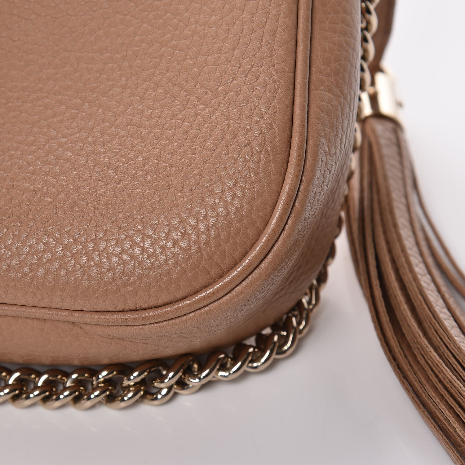 Gucci Pebbled Calfskin Medium Soho Flap Crossbody Camelia 13 of 14