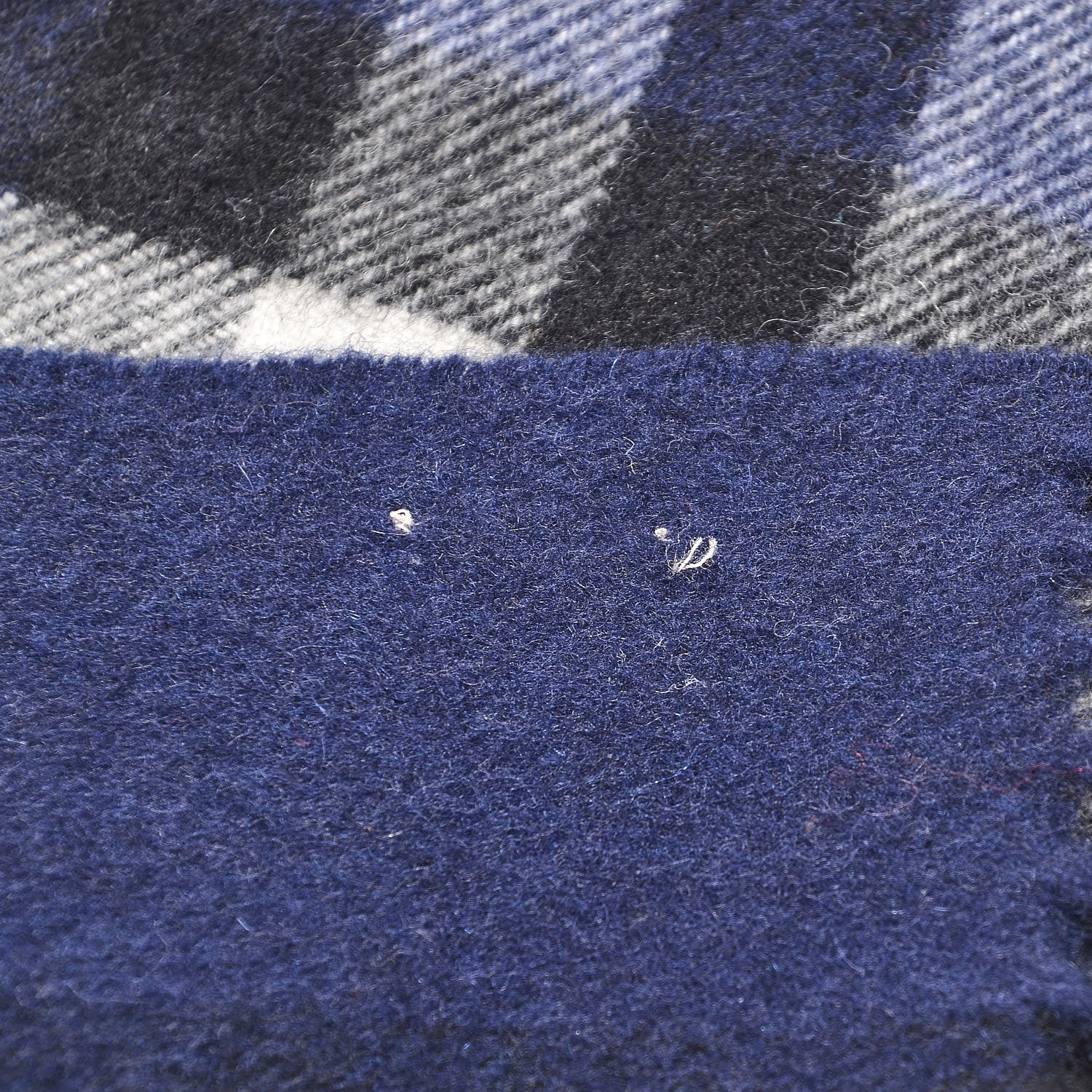 Burberry Cashmere Giant Check Fringe Scarf Indigo Blue 5 of 5