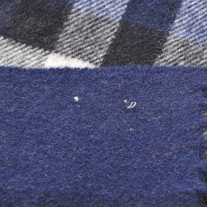 Burberry Cashmere Giant Check Fringe Scarf Indigo Blue 5 of 5