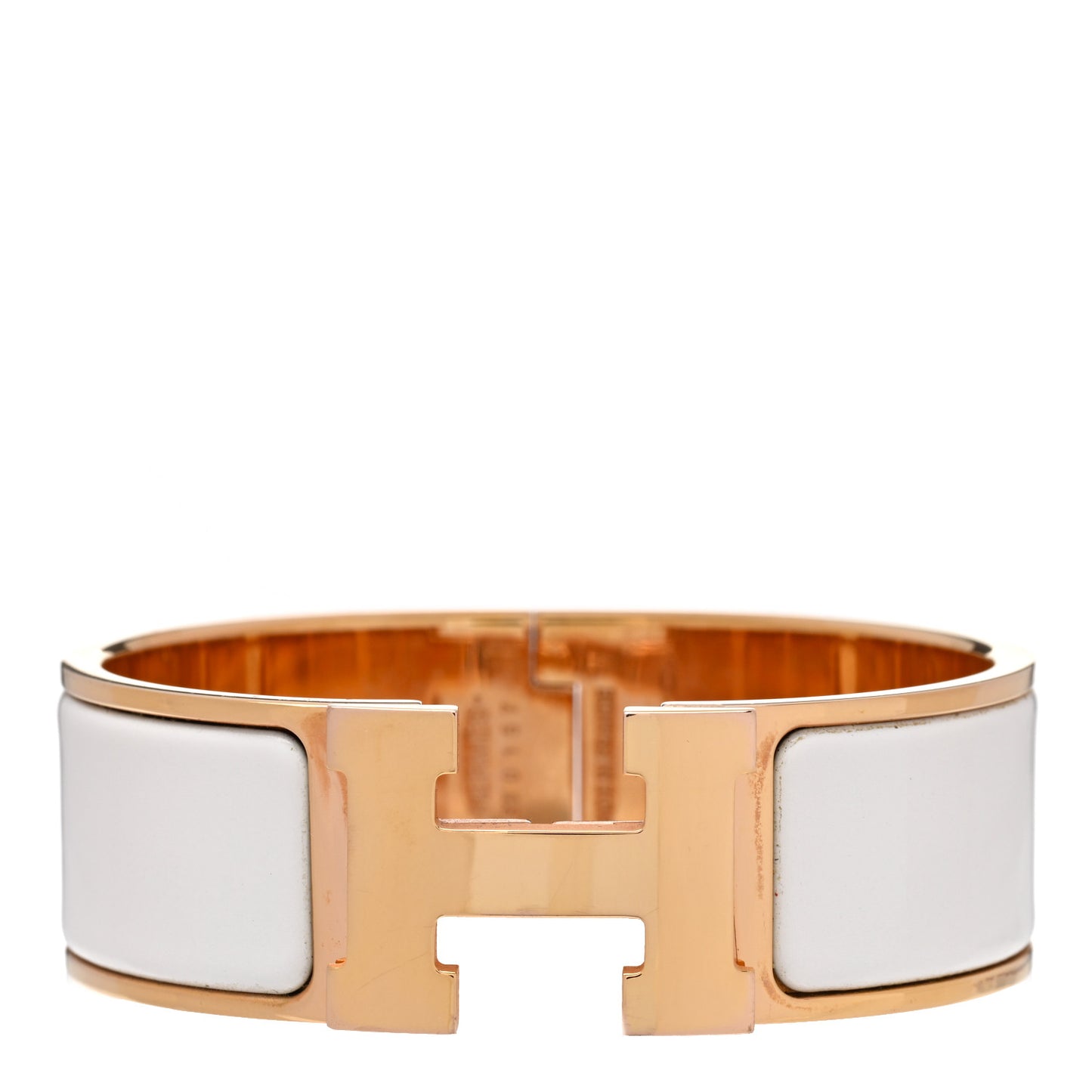 Enamel Wide Clic Clac H Bracelet GM White