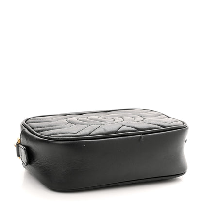 Gucci Calfskin Matelasse Mini GG Marmont Chain Shoulder Bag Black 4 of 13