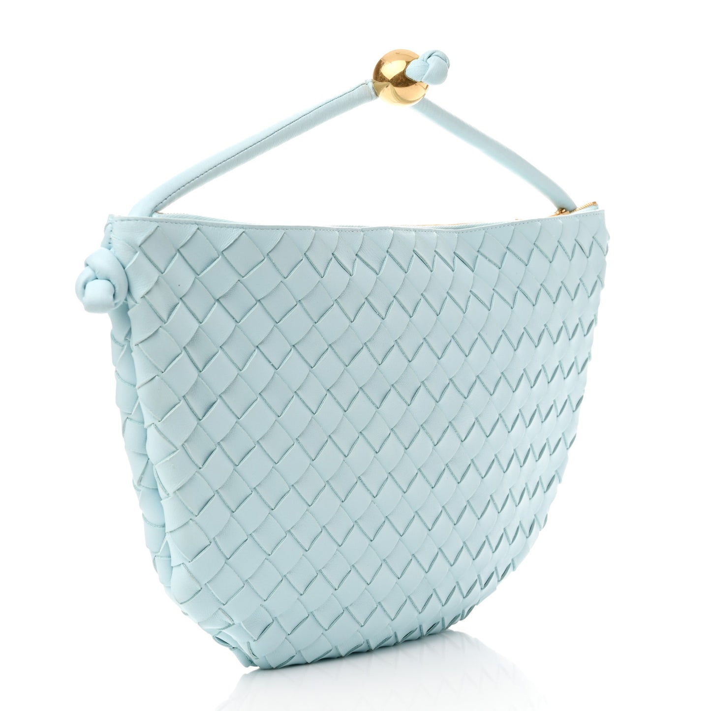 Nappa Intrecciato Small Turn Pouch Teal Washed