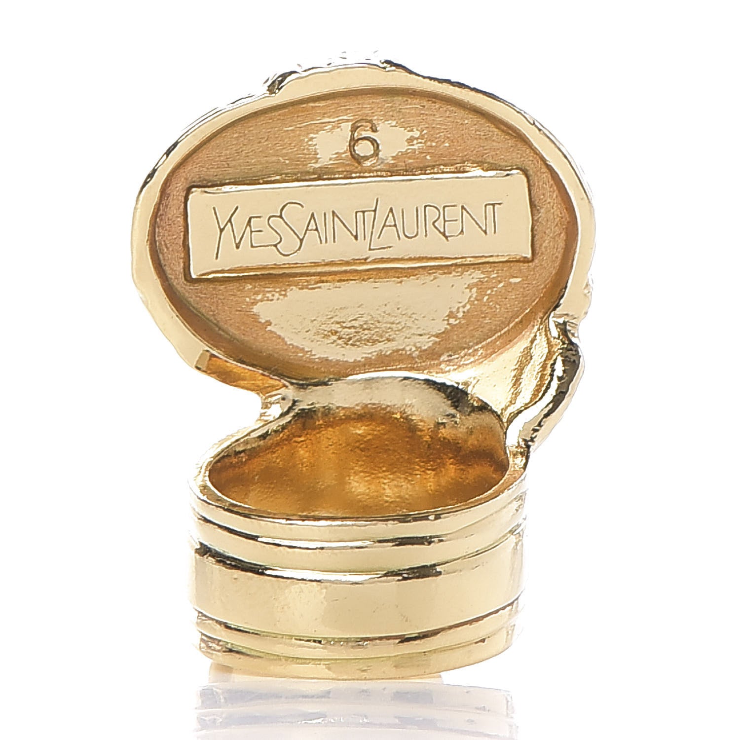 Saint Laurent Glass Cabochon Arty Ovale Ring 6 Gold Pink 3 of 4