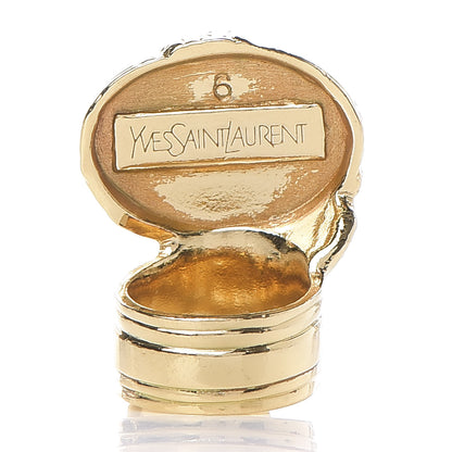 Saint Laurent Glass Cabochon Arty Ovale Ring 6 Gold Pink 3 of 4