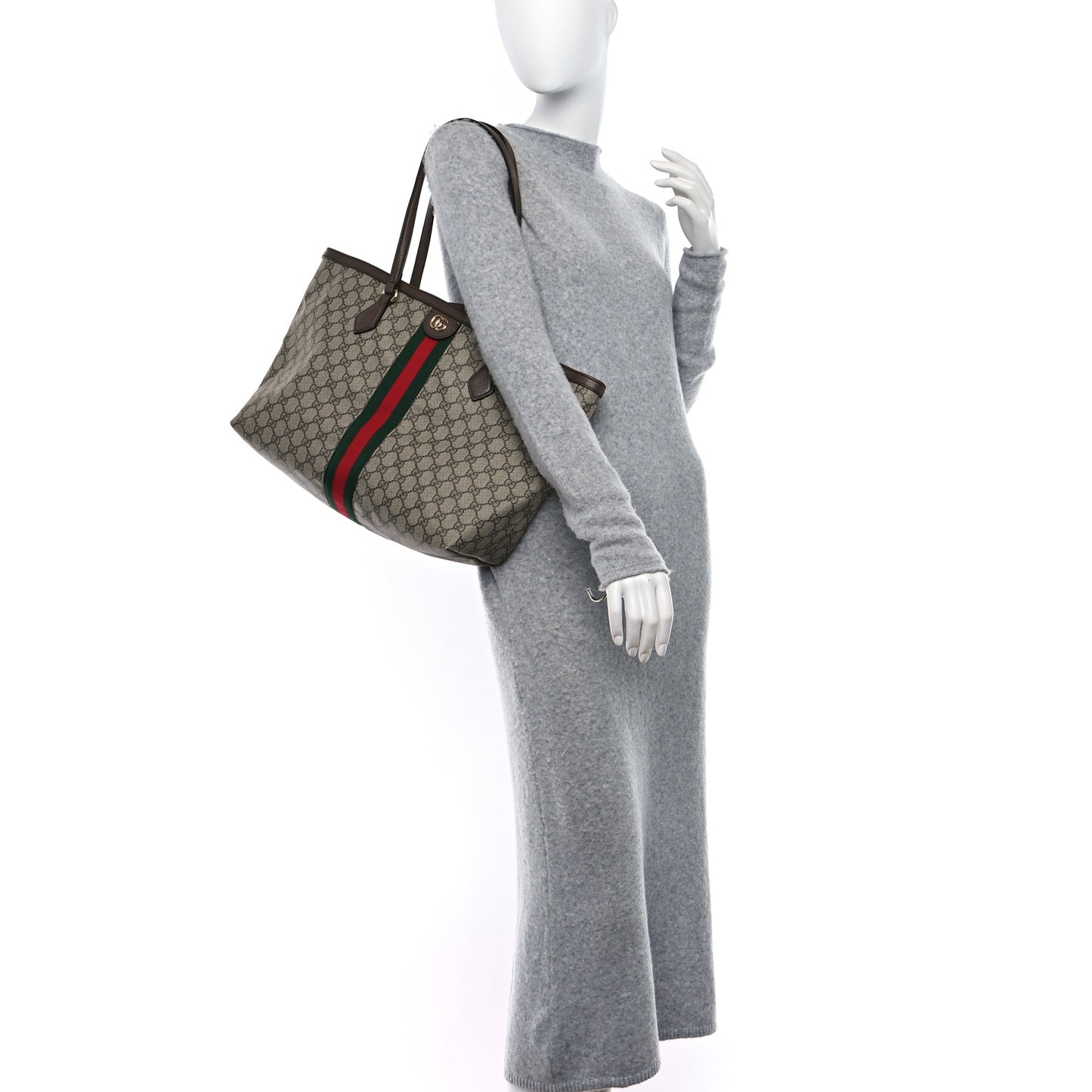 X BALENCIAGA BB Supreme Monogram Web Medium Ophidia Shopping Tote Beige New Acero