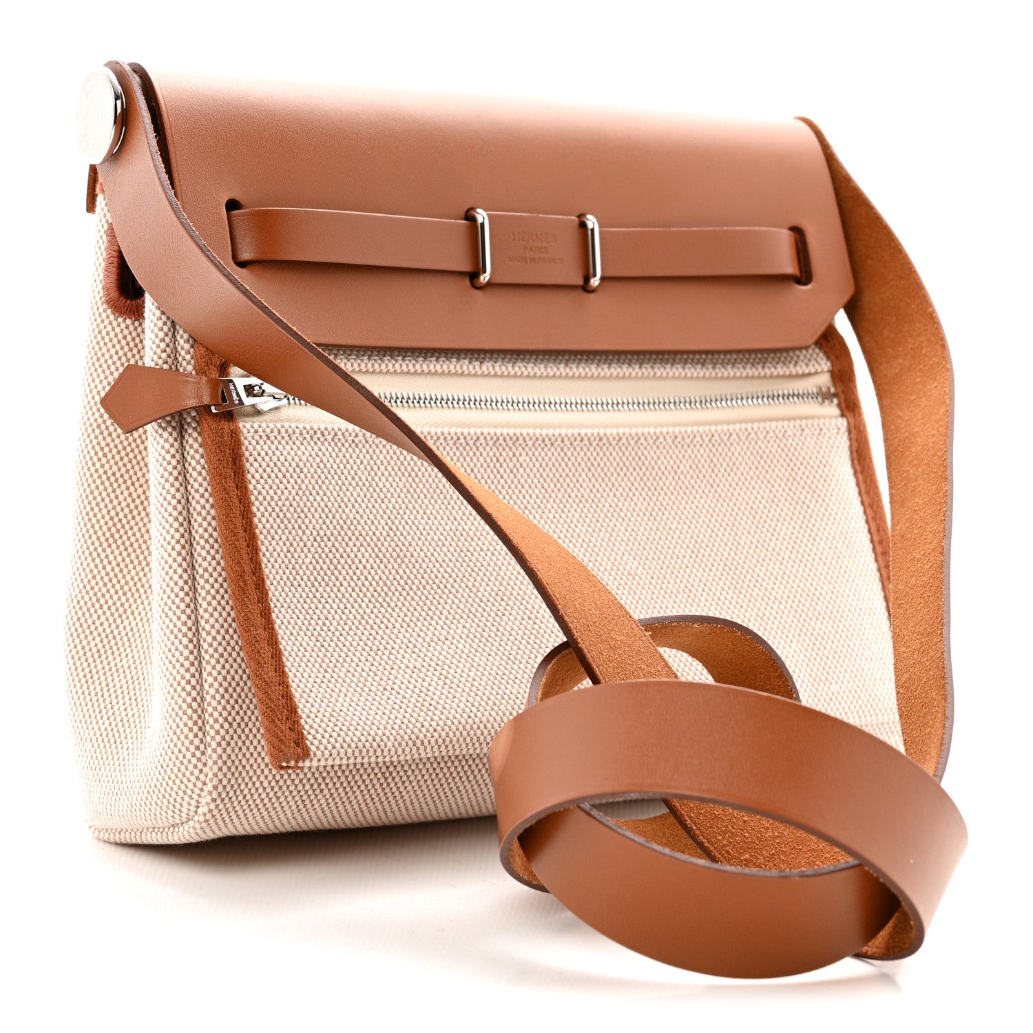 Hermes Military Toile Vache Hunter Herbag Zip Retourne 20 Ecru Beige Fauve 3 of 11
