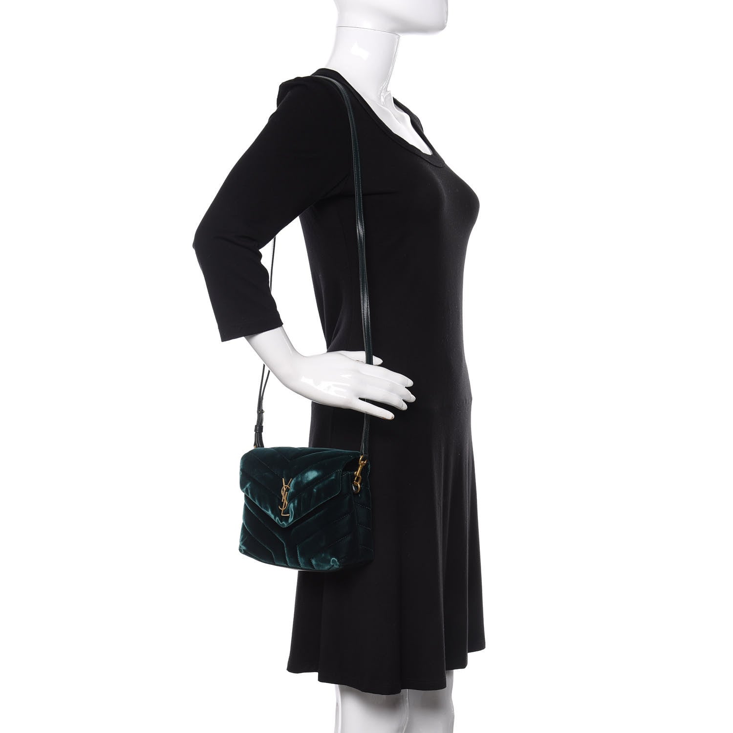 Saint Laurent Velvet Y Quilted Monogram Toy Loulou Chain Satchel Malachite 2 of 13