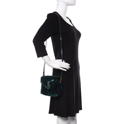 Saint Laurent Velvet Y Quilted Monogram Toy Loulou Chain Satchel Malachite 2 of 13
