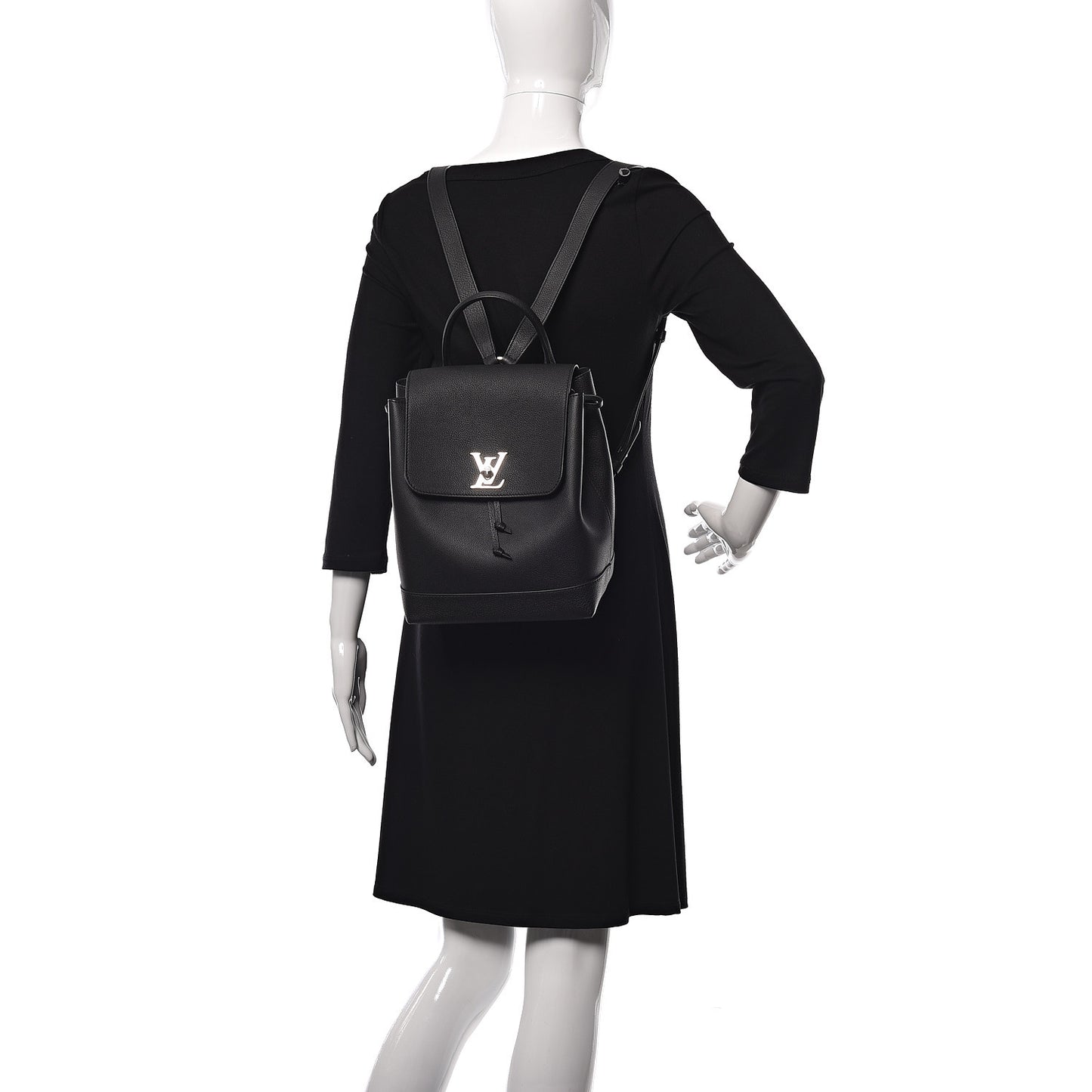 Calfskin Lockme Backpack Black
