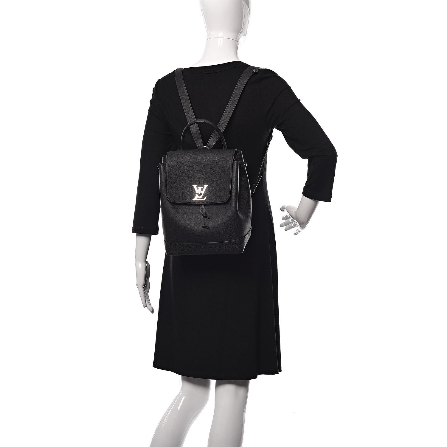 Louis Vuitton Calfskin Lockme Backpack Black 2 of 11